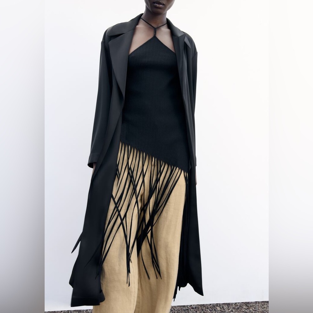 ZARA LONG SATIN TRENCH COAT - Picture 4 of 9